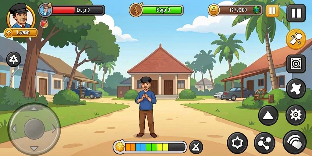 Screenshot menunjukkan karakter utama dalam pertempuran epik.
